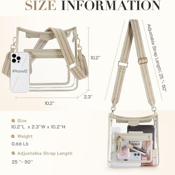 Clear Crossbody Bags for Women Stadium Approved Clear Purse for Concert Transpar - Picture 5 of 8